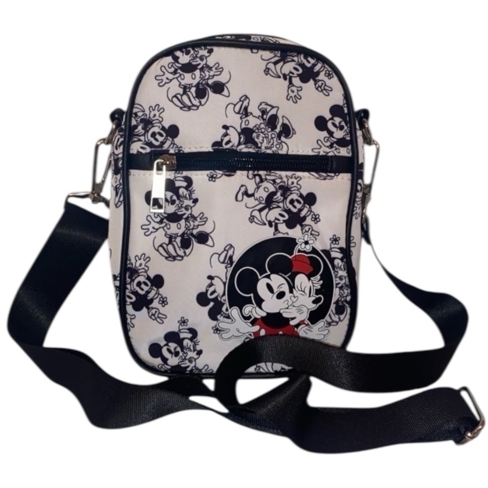 MICKEY& MINNIE MOUSE (by Disney) Nylon Crossbody Bag in White, Black and Red